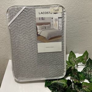 Lacoste Home Cotton Chevron Coverlet Twin Heather Grey $255 NWT